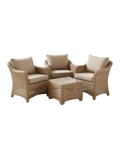 Sophia Outdoor 3 Piece Rattan Seating Group With Cushions (synthetic illustration; no displayed measurements)