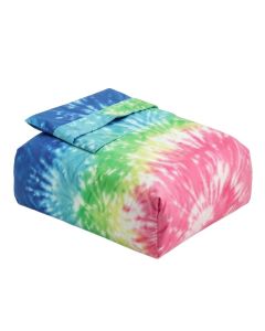 70S Party Peace And Love Tie Dye Effect Funky Color Splash Duvet Cover Set (synthetic illustration; no displayed measurements)