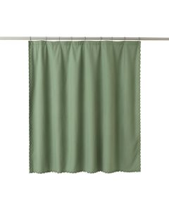 Laurel Dale Shower Curtain Hanging Flat From A Plain Rod - Green