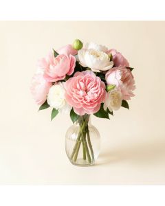 Bouquet Peonies Floral Arrangements And Centerpieces In Vase (synthetic illustration; no displayed measurements)
