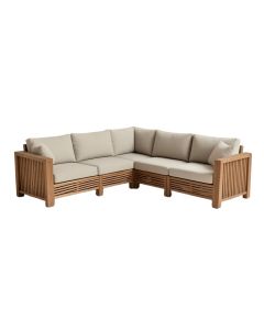 Jacobson 4 Piece Teak Sectional Seating Group With Cushions (synthetic illustration; no displayed measurements)