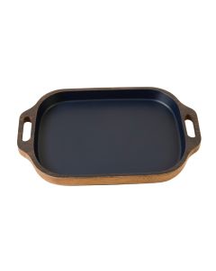 Holly Branch Serving Tray - Navy (synthetic illustration; no displayed measurements)