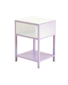 Ardoyd Metal Nightstand In White/Light Purple (synthetic illustration; no displayed measurements)