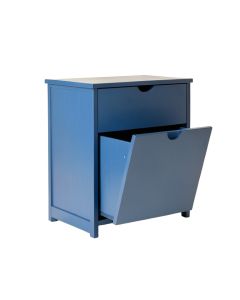 Olive Crossing Freestanding Pull-Out Hamper Cabinet - Blue