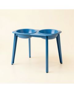 Meadow Bend Pet Feeding Stand With Two Plain Empty Bowls - Blue (synthetic illustration; no displayed measurements)
