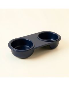 Cedar Field Pet Feeding Stand With Two Plain Empty Bowls - Navy (synthetic illustration; no displayed measurements)