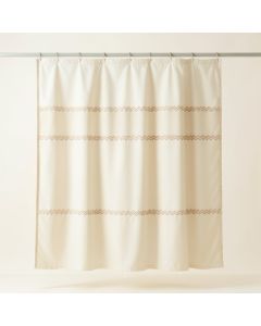 Dune Dale Shower Curtain Hanging Flat From A Plain Rod - Ivory (synthetic illustration; no displayed measurements)