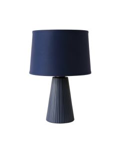 Clay Arc Table Lamp With A Plain Fabric Shade