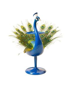 Vibrant Metal Peacock Birdbath