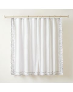 Willow Crossing Shower Curtain Hanging Flat From A Plain Rod - White (synthetic illustration; no displayed measurements)
