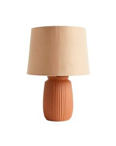 Fern Bridge Table Lamp With A Plain Fabric Shade - Terracotta