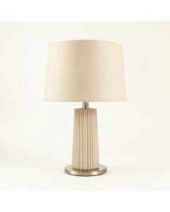 Juniper Crossing Table Lamp With A Plain Fabric Shade - Beige (synthetic illustration; no displayed measurements)