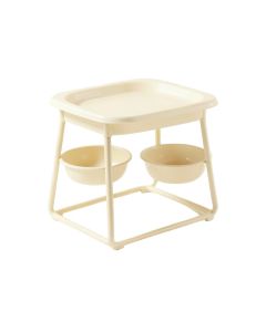 Aspen Falls Pet Feeding Stand With Two Plain Empty Bowls - Ivory