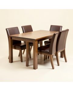 Gildo 5 - Piece Rubberwood Solid Wood Dining Set (synthetic illustration; no displayed measurements)