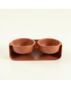 Dawn Falls Pet Feeding Stand With Two Plain Empty Bowls - Terracotta (synthetic illustration; no displayed measurements)