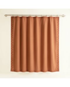 Linden Edge Shower Curtain Hanging Flat From A Plain Rod - Terracotta (synthetic illustration; no displayed measurements)