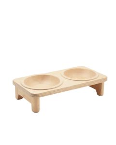 Slate Dale Pet Feeding Stand With Two Plain Empty Bowls - Beige