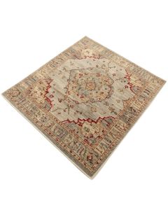 Punchard Oriental Machine Made Power Loom Wool/Polyester Beige/Gray/Red Area Rug