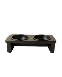 Glen Bridge Pet Feeding Stand With Two Plain Empty Bowls - Black