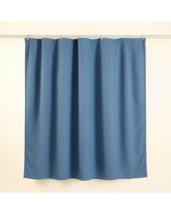 Alder Bend Shower Curtain Hanging Flat From A Plain Rod - Blue (synthetic illustration; no displayed measurements)