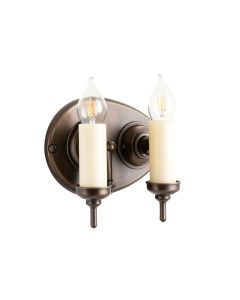 Mignon Farmhouse 2-Light Dimmable Vintage Ash With Oil Burnished Bronze Candle Wall Light