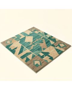 Seaside Geometric Teal/Green/Tan Indoor / Outdoor Area Rug (synthetic illustration; no displayed measurements)