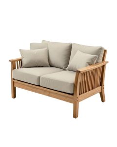 Summerton Teak Loveseat With Cushions (synthetic illustration; no displayed measurements)