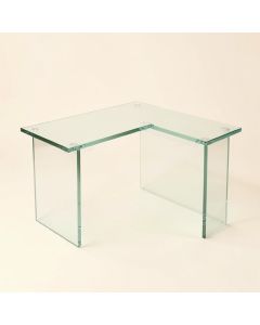 Bramblett Glass L-Shape Desk (synthetic illustration; no displayed measurements)