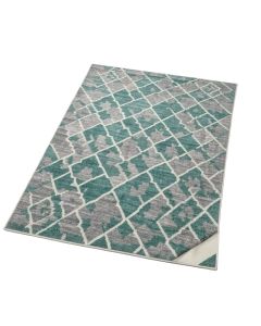 Berryville Geometric Gray/Teal Indoor/Outdoor Area Rug