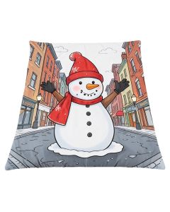 Snowman In The City Streets Urban Noel Downtown Wishes Funny Illustration Duvet Cover Set (synthetic illustration; no displayed measurements)