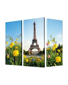 Vegetation Near Eiffel Tower - 3 Piece Wall Art On Wrapped Canvas Set