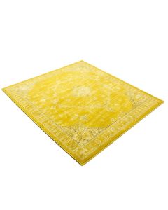 Distressed Oriental Bright Yellow Area Rug