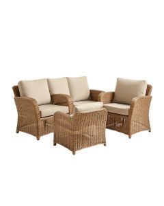 Gutha Outdoor Patio Furniture 3 Piece Rattan Seating Group With Cushions