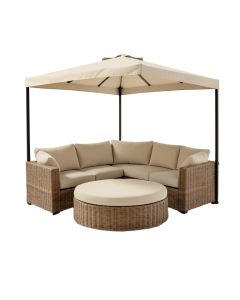 Patio Furniture Round Outdoor Sectional Sofa Set Rattan Daybed Sunbed With Retractable Canopy (synthetic illustration; no displayed measurements)