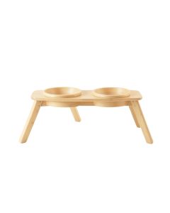 Reed Dell Pet Feeding Stand With Two Plain Empty Bowls - Ivory