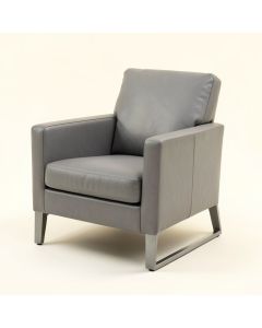 Alicyn Leather Metal Arm Chair In Gray (synthetic illustration; no displayed measurements)