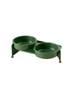 Cliff Edge Pet Feeding Stand With Two Plain Empty Bowls - Green