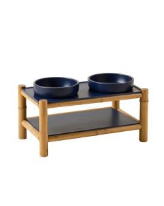 Bay Bridge Pet Feeding Stand With Two Plain Empty Bowls - Navy (synthetic illustration; no displayed measurements)