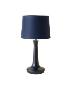 Olive Brook Table Lamp With A Plain Fabric Shade - Navy