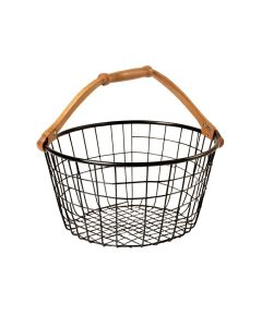 Oval Wire Basket With Wooden Handles