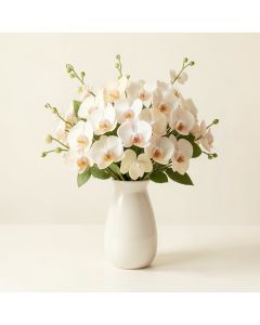 Dancing Lady Silk Orchids Floral Arrangement In Vase (synthetic illustration; no displayed measurements)