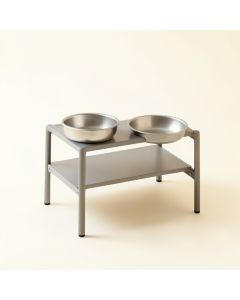 Harbor Edge Pet Feeding Stand With Two Plain Empty Bowls - Gray (synthetic illustration; no displayed measurements)