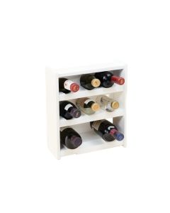 7 Bottle Wall Mounted Wine Bottle & Glass Rack In White