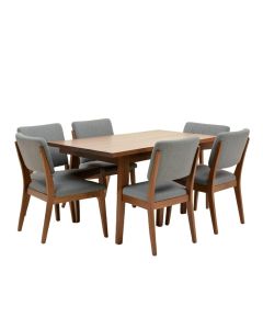 Iromel Mid-Century 5 Piece Wooden Dining Set With 4 Padded Dining Chairs