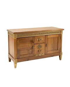 Console With 1 Drawer , Brass Decoration And Top In Wood