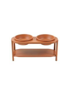 Dune Bluff Pet Feeding Stand With Two Plain Empty Bowls - Terracotta
