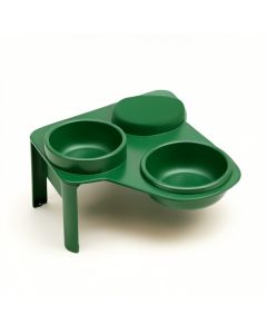 Hill Brook Pet Feeding Stand With Two Plain Empty Bowls - Green (synthetic illustration; no displayed measurements)