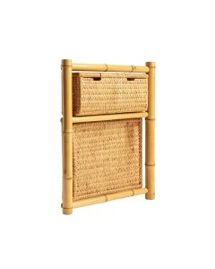 Bamboo Wall Storage Organizer With Wall Basket