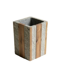 Stonington Concrete Stone/Wooden Wastebasket