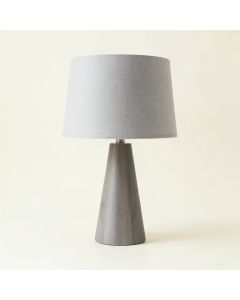 Linden Arc Table Lamp With A Plain Fabric Shade - Gray (synthetic illustration; no displayed measurements)